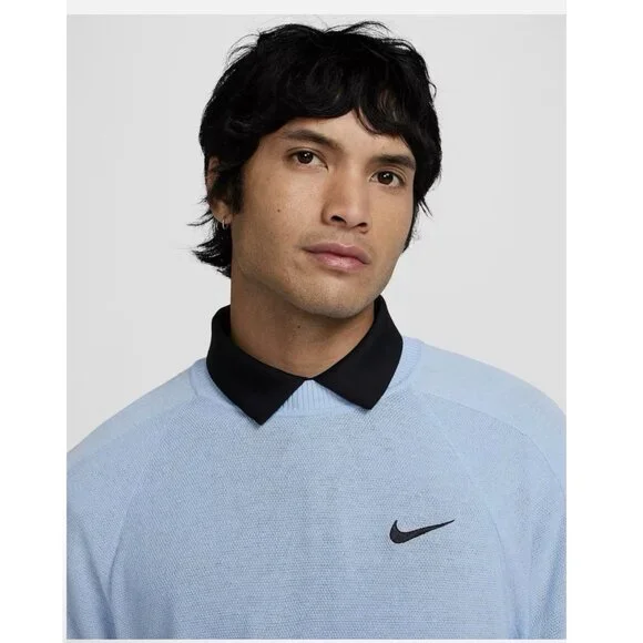 Nike Tour Men's Golf Sweater Pullover Blue/Black Size Large Dry-Fit Crewneck NWT